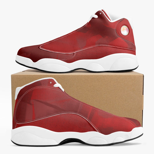 1140. High-Top Leather Basketball Sneakers - RED   BOJr design