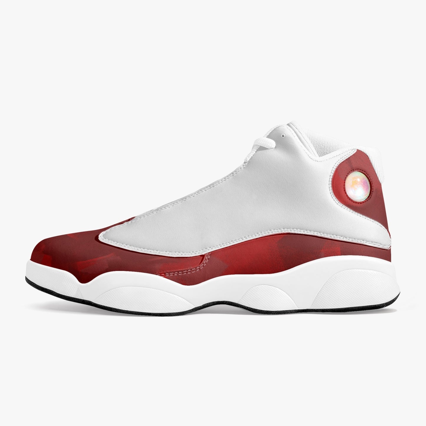 BOJR DESIGN 1140b.  High-Top Leather Basketball Sneakers - White/RED